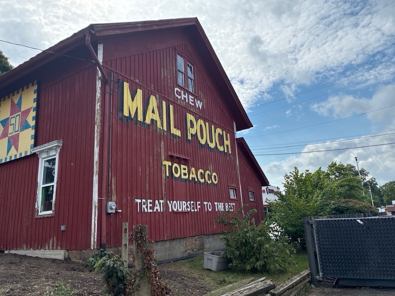Historic Mail Pouch lettering wide exterior field photograph