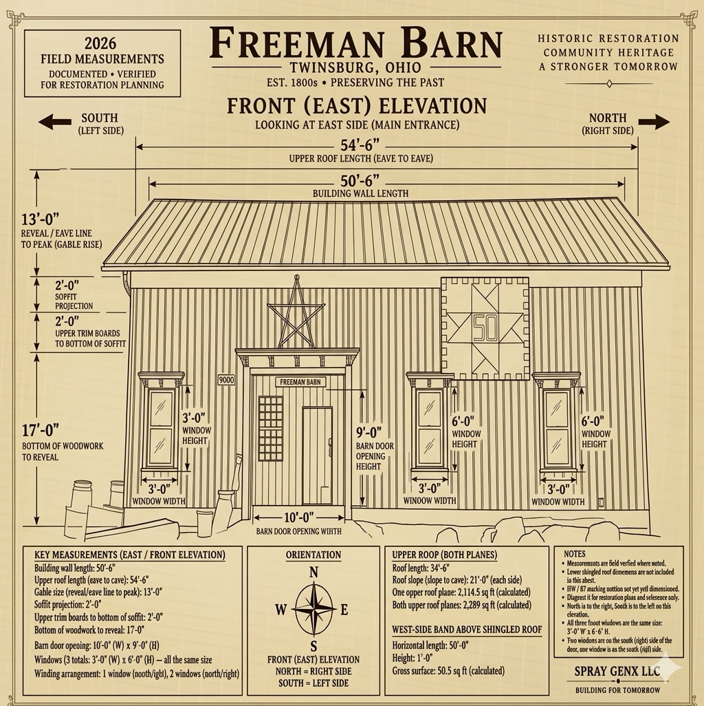 Freeman Barn east front elevation approved plate